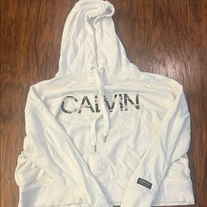 Calvin Klein White Logo Hoodie